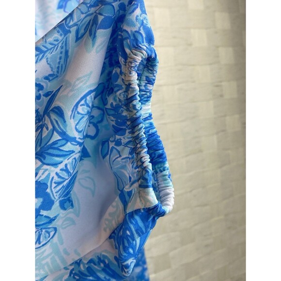 Lilly Pulitzer Size Large Blue Toile Me White Chiffon, ballon 3/4 sleeve. - Picture 9 of 14